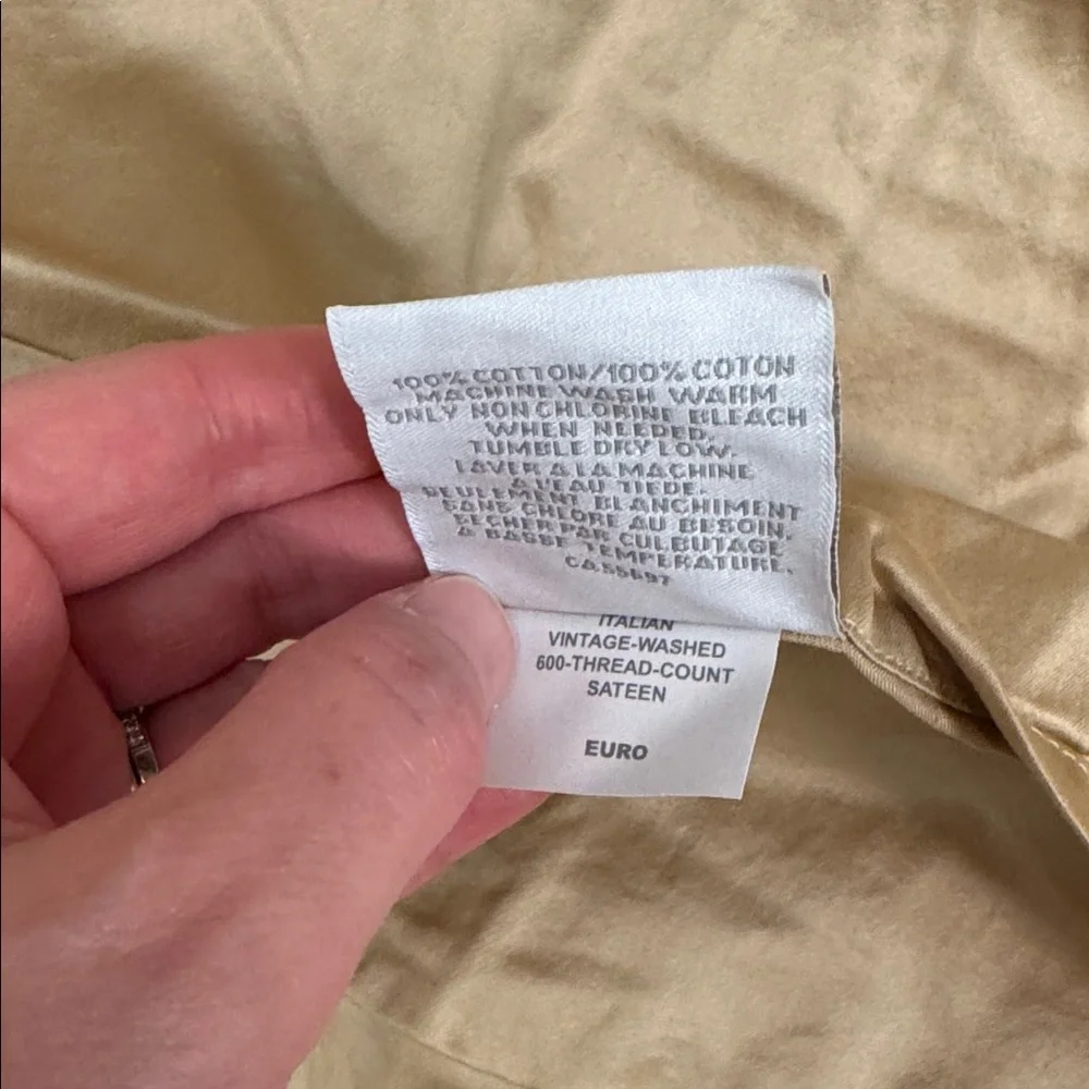 RH ITALIAN ULTRA-SOFT 600-THREAD-COUNT SATEEN FLANGE SHAM NWT in Wheat